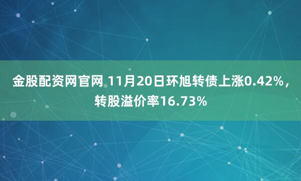 金股配资网官网 11月20日环旭转债上涨0.42%，转股溢价率16.73%